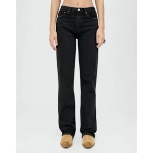 Re/Done Loose Crop Jeans In Washed Black NWOT Womens 32 Plus Size MRSP $295
